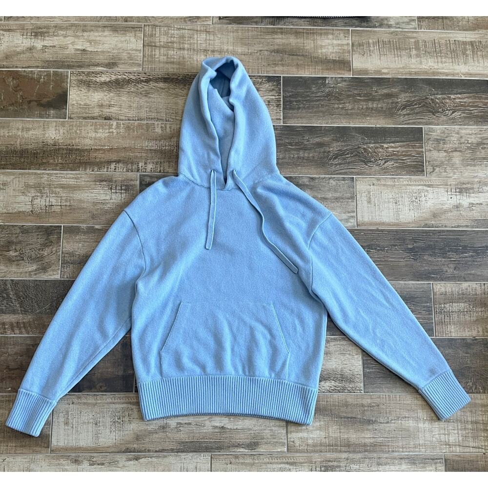 $4195 NWT Ermenegildo Zegna Oasi Cashmere Blue Heavyweight Hoodie Jumper 46/36 R